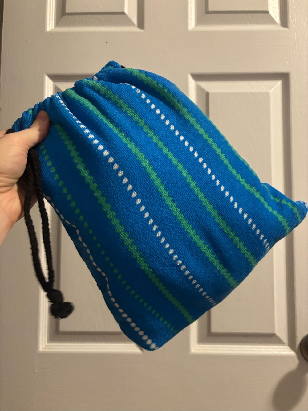 Blue & Green Striped beach towel / pillow
